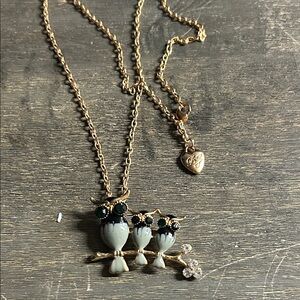 Betsey Johnson - Combo - Gold and Black Owl Pendant Necklace & Brooch